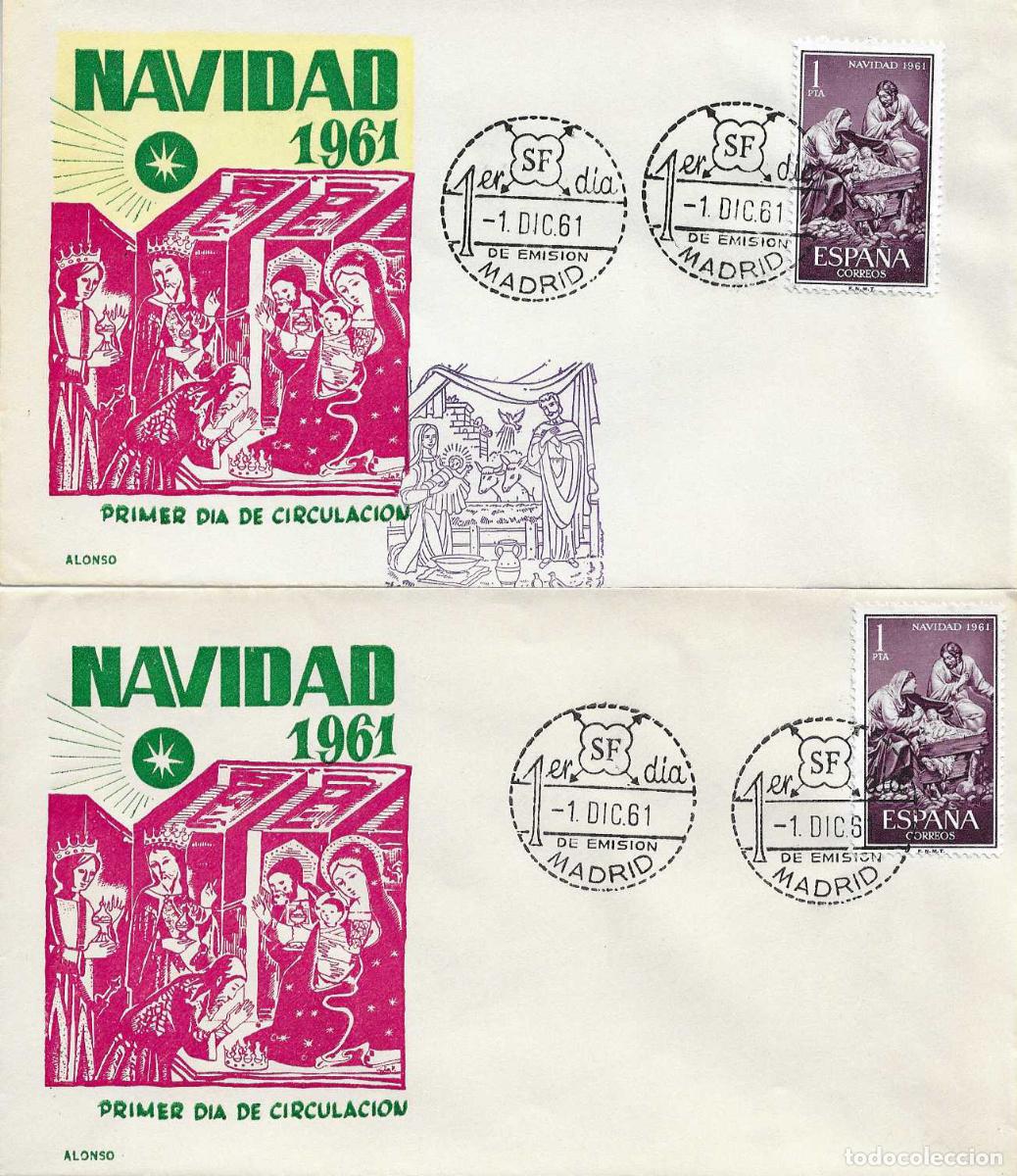 Sellos: RARA VARIEDAD NAVIDAD 1961 LA SAGRADA FAMILIA (EDIFIL 1400) RARO SPD ALONSO RELIGION REYES MAGOS WXZ