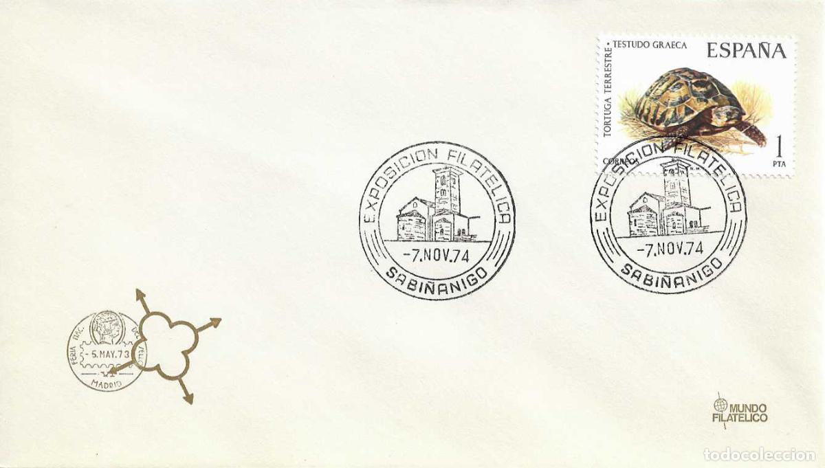 Sellos: LASIESO (HUESCA) IGLESIA DE SAN PEDRO EXPOSICION, SABI&Ntilde;ANIGO 7 NOVIEMBRE 1974. MATASELLOS EN SOBRE D