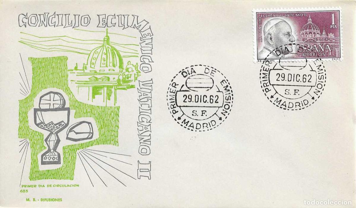 Sellos: PAPA JUAN XXIII CONCILIO ECUMENICO VATICANO II 1962 (EDIFIL 1480) EN SPD SIN CIRCULAR DE MS RARO XZX