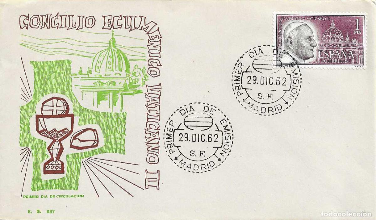 Sellos: PAPA JUAN XXIII CONCILIO ECUMENICO VATICANO II 1962 (EDIFIL 1480) EN SPD SIN CIRCULAR DE EG RARO ASI