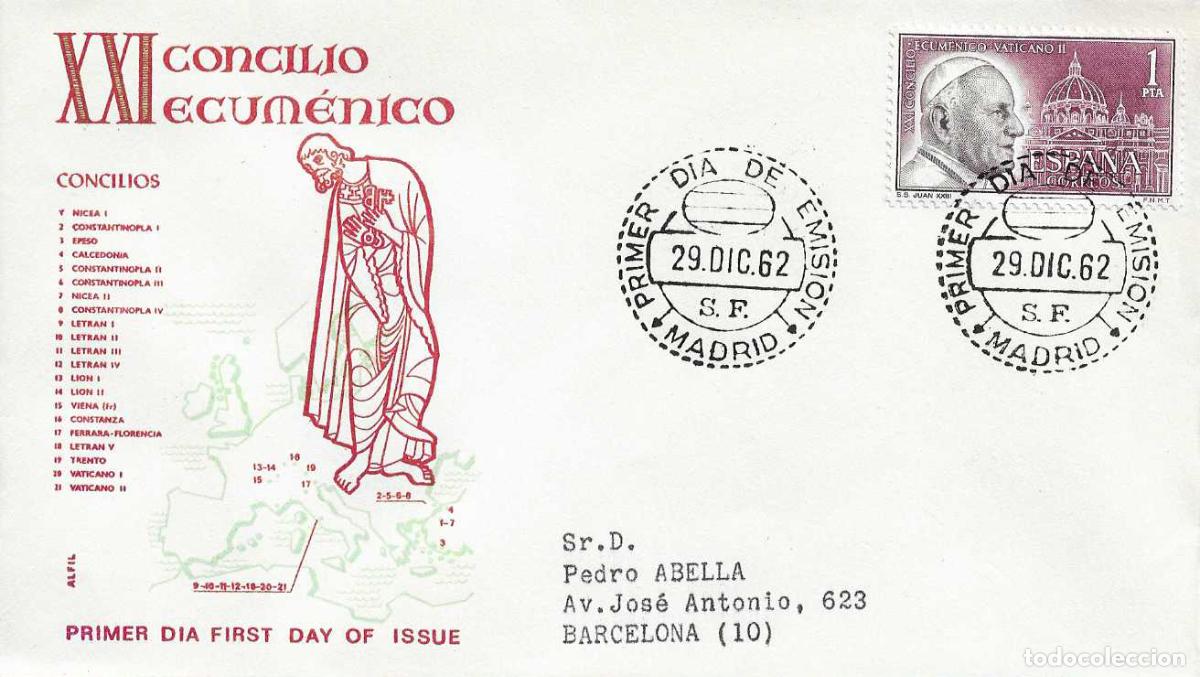Sellos: PAPA JUAN XXIII CONCILIO ECUMENICO VATICANO II 1962 (EDIFIL 1480) EN SPD CIRCULADO DE ALFIL RARO XZX