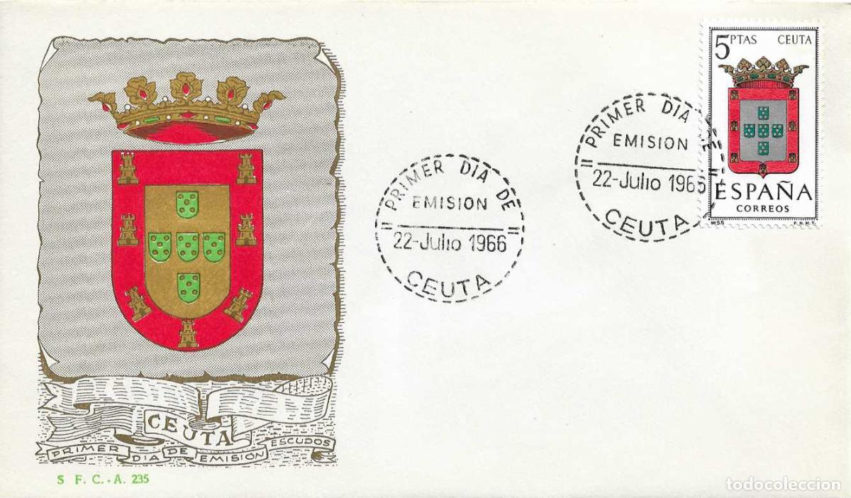 Stamps: ESCUDO DE CEUTA 1966 MATASELLOS PROVINCIA (EDIFIL 1702) SOBRE PRIMER DIA DEL SERVICIO FILATELICO WXZ