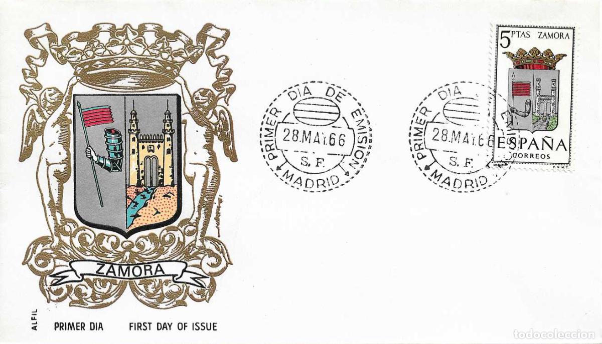 Briefmarken: ESCUDO DE ZAMORA 1966 MATASELLOS MADRID (EDIFIL 1700) EN SOBRE PRIMER DIA SIN CIRCULAR DE ALFIL RARO