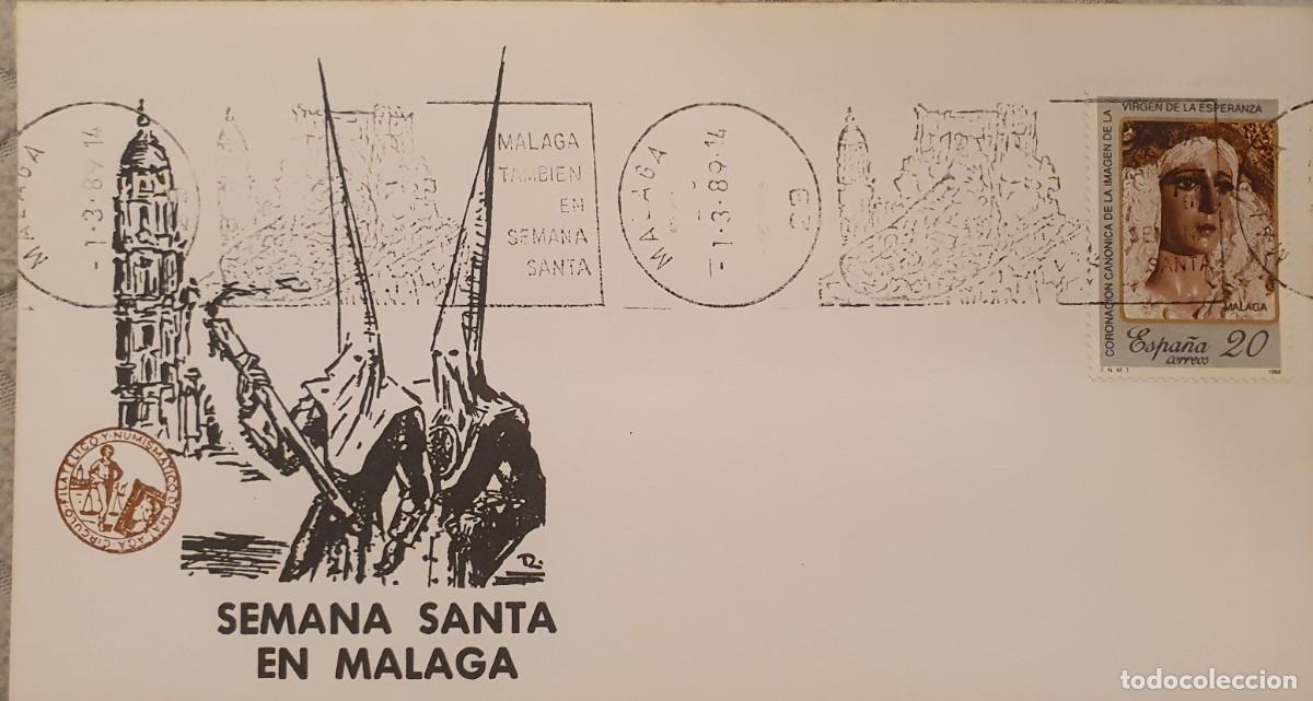 Stamps: SOBRE FILATELICO SEMANA SANTA EN MALAGA. MATASELLO RODILLO MALAGA TAMBIEN EN SEMANA SANTA. 1989.