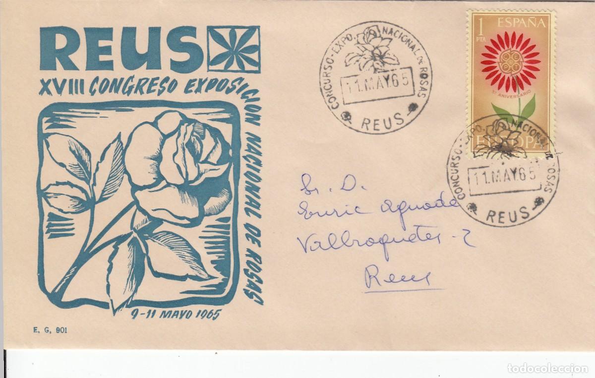 Sellos: MATASELLOS - EXPOSICI&Oacute;N NACIONAL DE ROSAS REUS - 1965