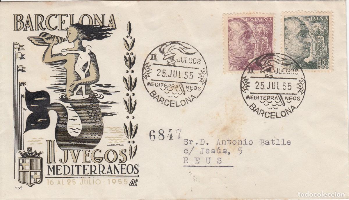 Sellos: MATASELLOS - II JUEGOS MEDITERR&Aacute;NEOS - BARCELONA 1955