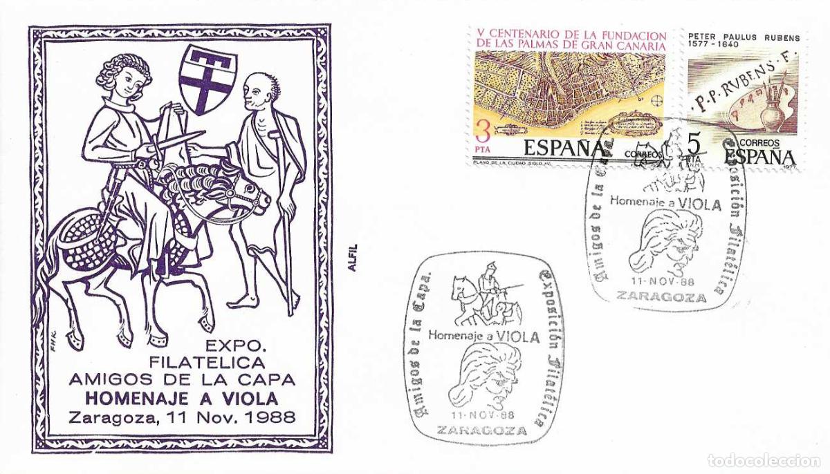 Sellos: SAN MARTIN DE TOURS AMIGOS DE LA CAPA HOMENAJE A VIOLA ZARAGOZA 1988 MATASELLOS SOBRE ALFIL RELIGION
