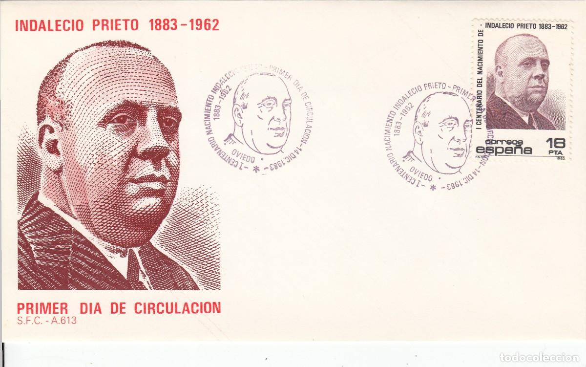 Sellos: ASTURIAS MATASELLOS PRIMER D&Iacute;A SPD INDALECIO PRIETO - OVIEDO - 1983