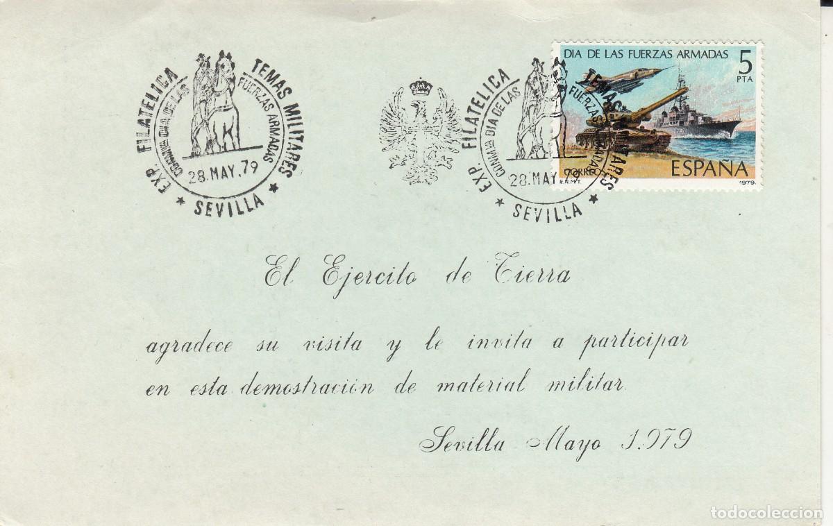 Sellos: MATASELLOS EXP. FILAT&Eacute;LICA TEMAS MILITARES EN INVITACI&Oacute;N DEL EJERCITO DE TIERRA - SEVILLA - 1979