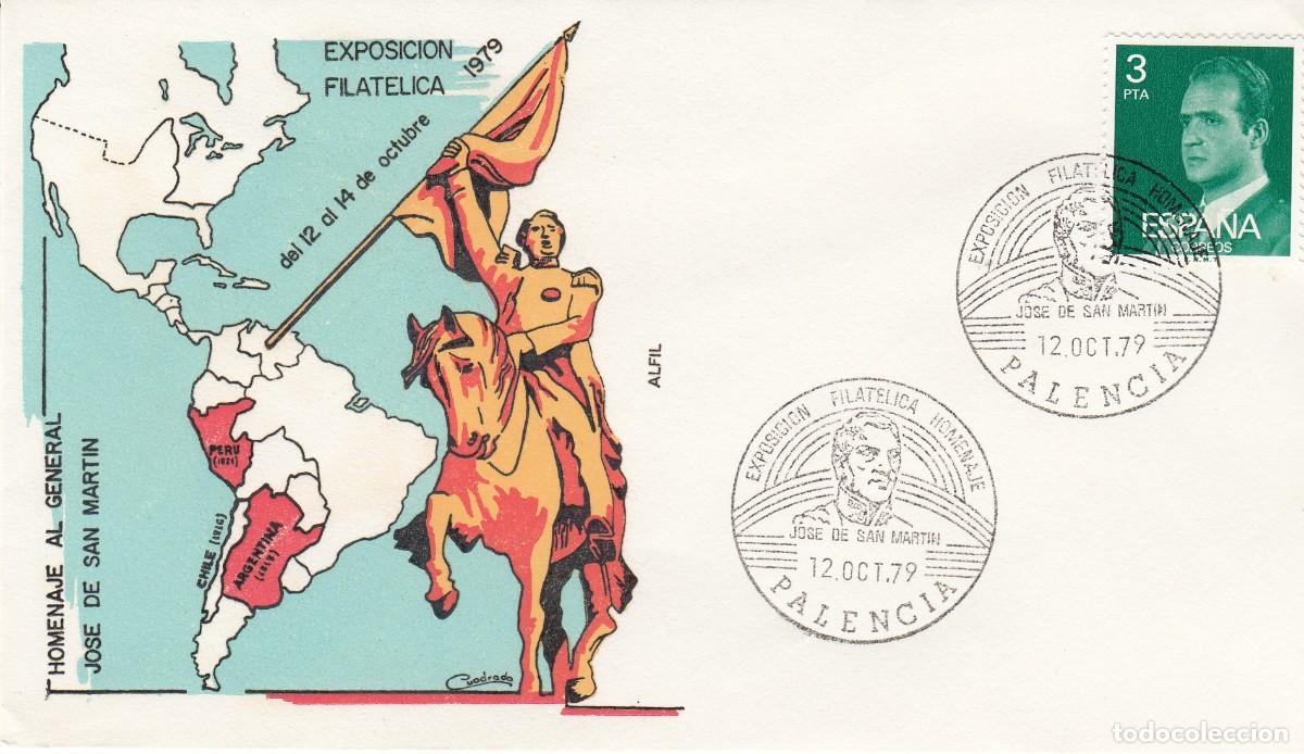 Sellos: MATASELLOS EXP. FILAT&Eacute;LICA HOMENAJE AL GENERAL SAN MART&Iacute;N - PALENCIA - 1979