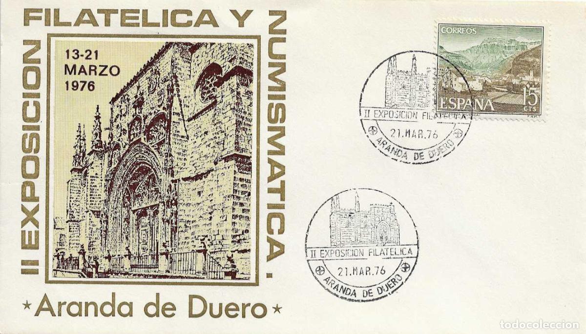 Sellos: IGLESIA DE SANTA MARIA II EXPOSICION, ARANDA DE DUERO (BURGOS) 1976. MATASELLOS RARO SOBRE RELIGION
