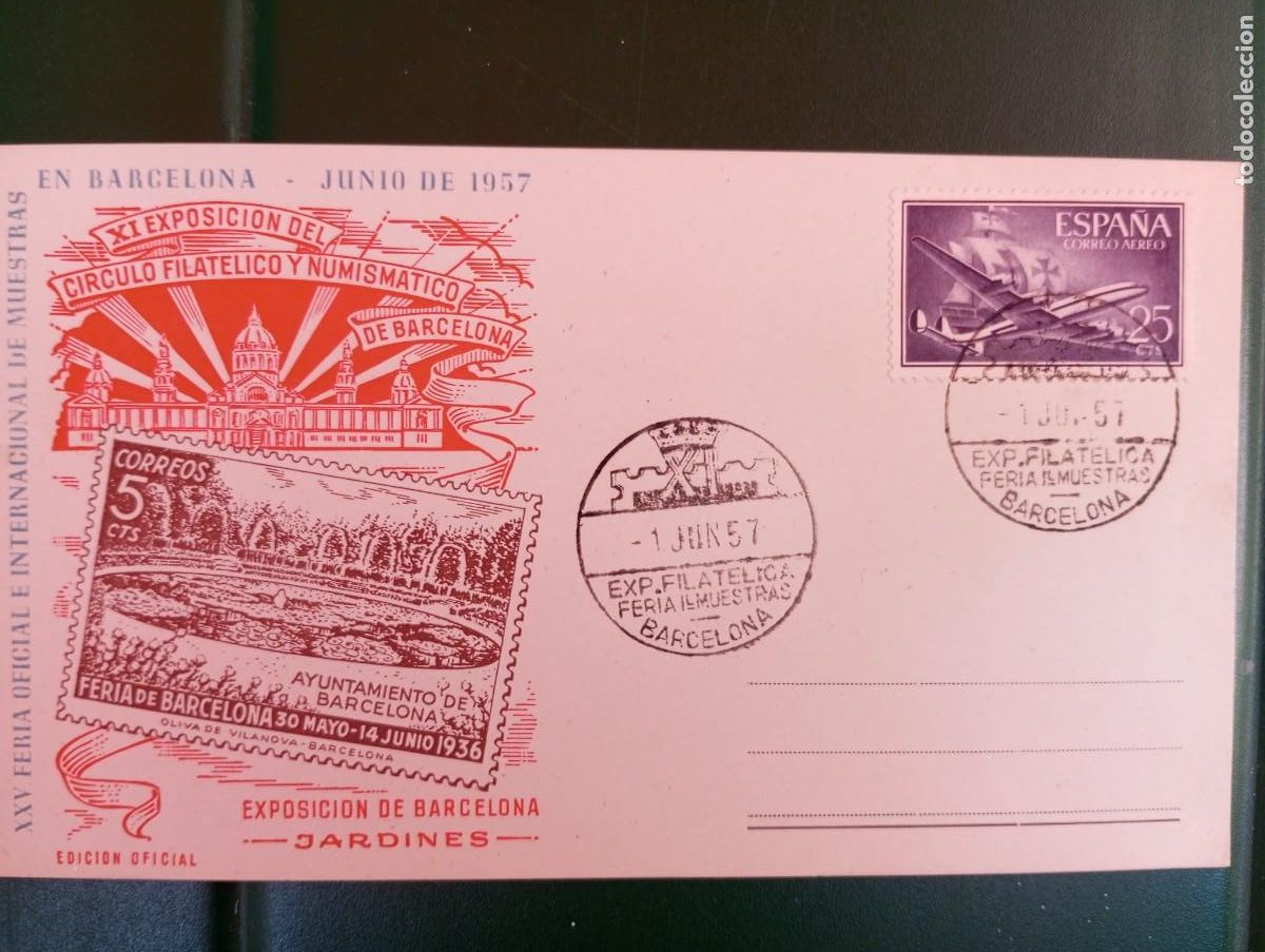 Sellos: ESPA&Ntilde;A 1957, FERIA DE MUESTRAS DE BARCELONA