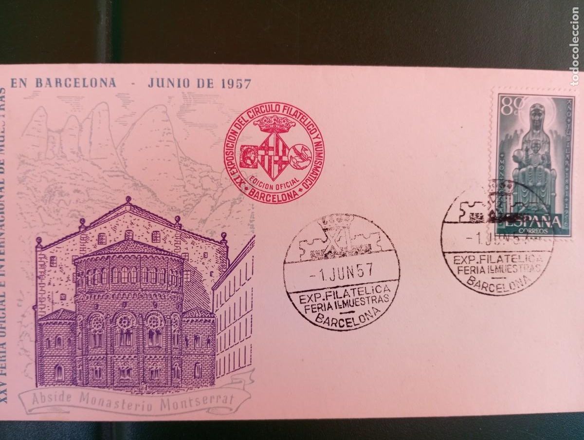 Sellos: ESPA&Ntilde;A 1957, FERIA DE MUESTRAS DE BARCELONA