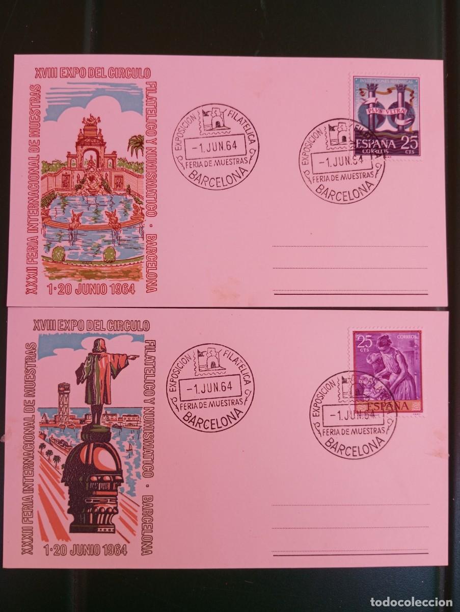 Sellos: ESPA&Ntilde;A 1964, FERIA DE MUESTRAS DE BARCELONA. Tarjeta postal
