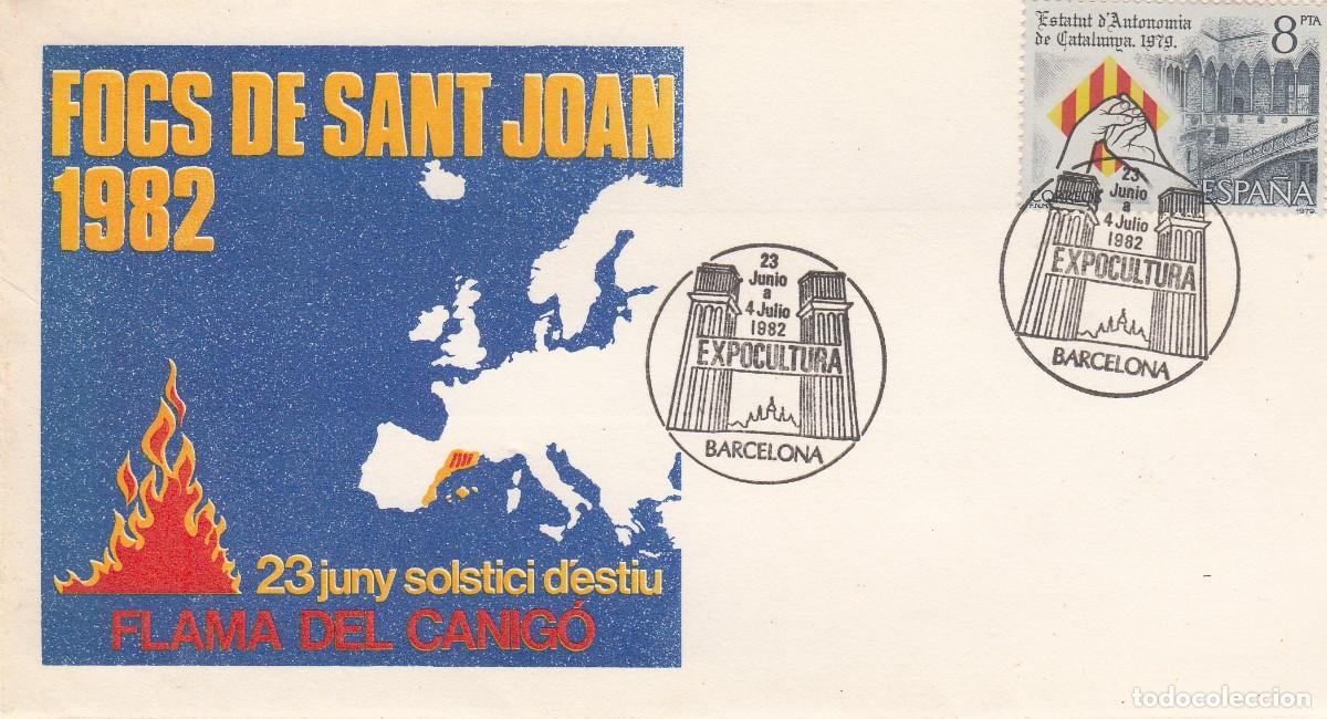 Sellos: MATASELLOS EXPOCULTURA - BARCELONA - EN SOBRE FOCS DE SANT JOAN - 1982
