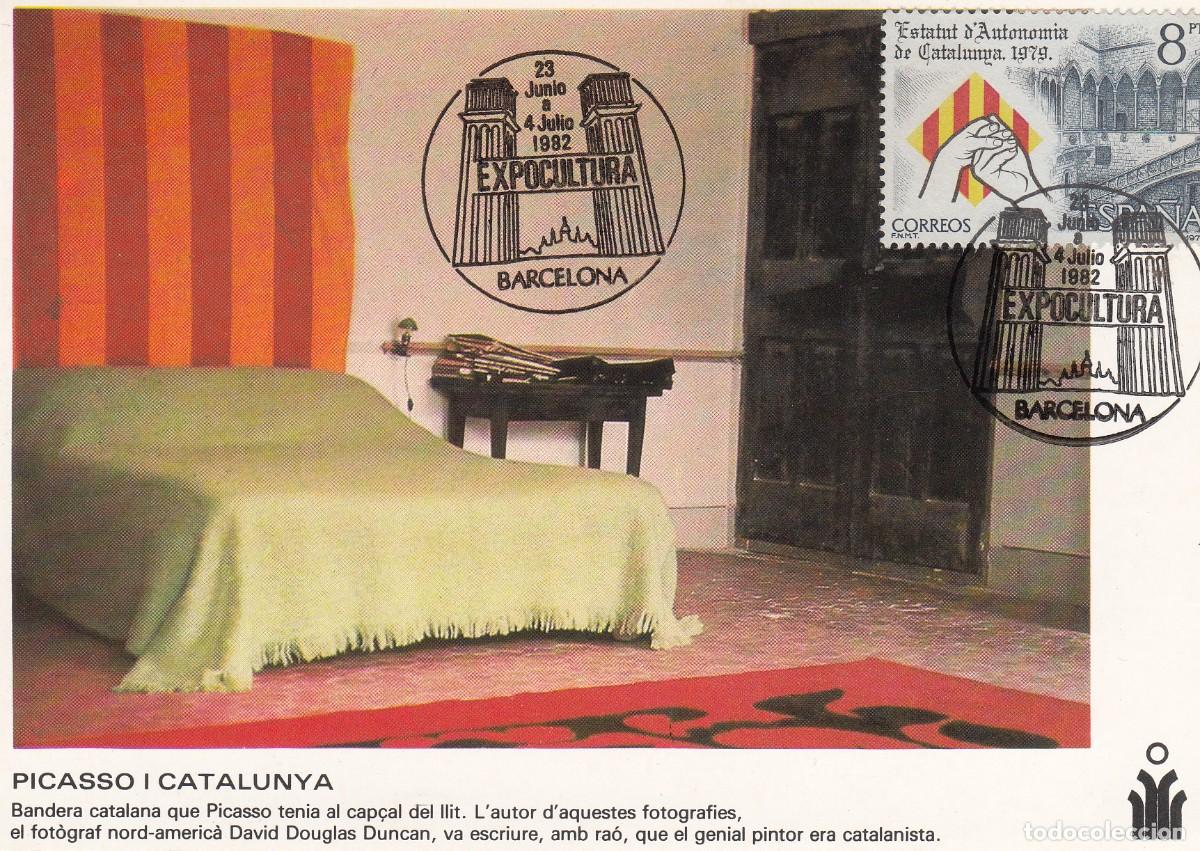 Sellos: MATASELLOS EXPOCULTURA - BARCELONA EN POSTAL DE PICASSO I CATALUNYA - 1982
