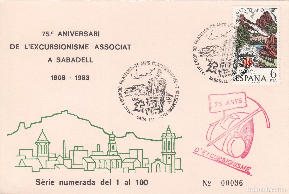 Sellos: MATASELLOS 75 ANIVERSARI DE L'EXCURSIONISME ASSOCIAT A SABADELL - SABADELL 1983- SOLO 100 TARJETAS