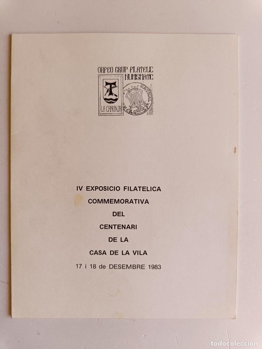 Sellos: PROGRAMA IV EXPOSICIO FILATELICA DOMMEMORATIVA DEL CENTENARI DE LA CASA DE VILA 1993 - LA CANONJA