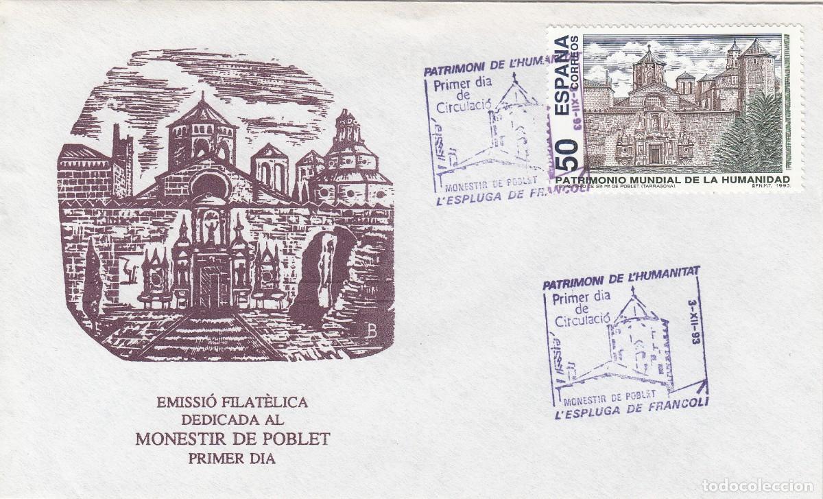 Sellos: MATASELLOS PRIMER D&Iacute;A - SPD MONESTIR DE POBLET - L'ESPLUGA DE FRANCOL&Iacute; - 1993