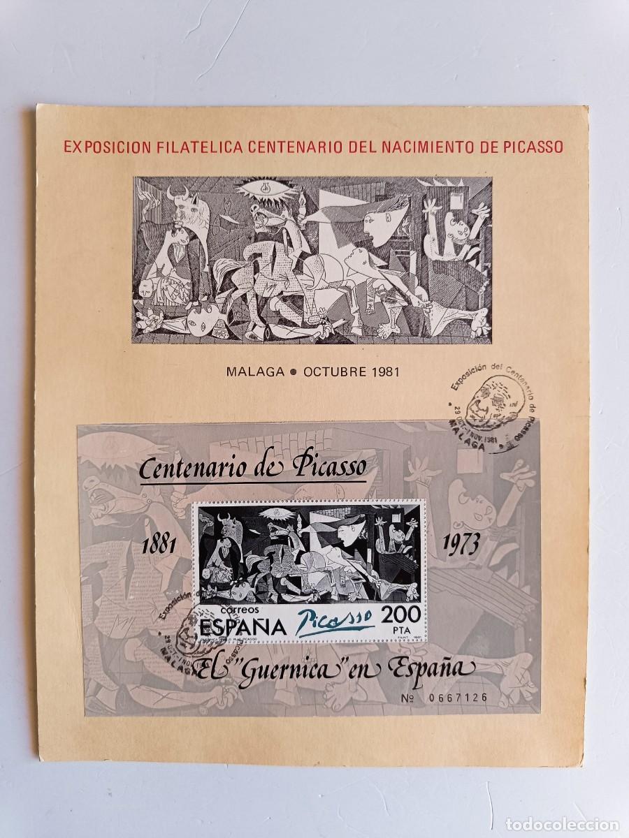 Sellos: TARJETA 19,5 x 23,5 CM. - EXPOSION FILATELICA CENTENARIO DEL NACIMIENTO DE PICASSO - MALAGA 1981