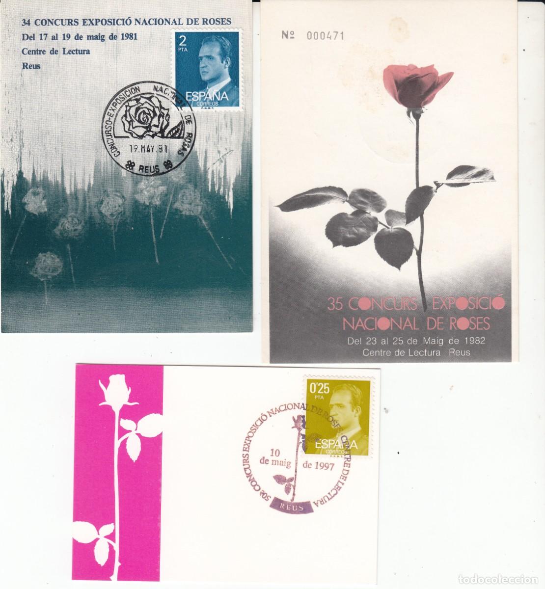 Sellos: MATASELLOS - REUS - 3 ENTRADAS MATASELLADAS DE LA EXPOSICI&Oacute;N DE ROSAS - 1981-1982-1997