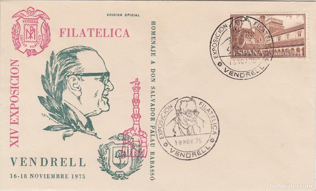 Sellos: MATASELLOS - EL VENDRELL - EXPOSICI&Oacute;N FILAT&Eacute;LICA - 1975 EN SOBRE CIRCULADO
