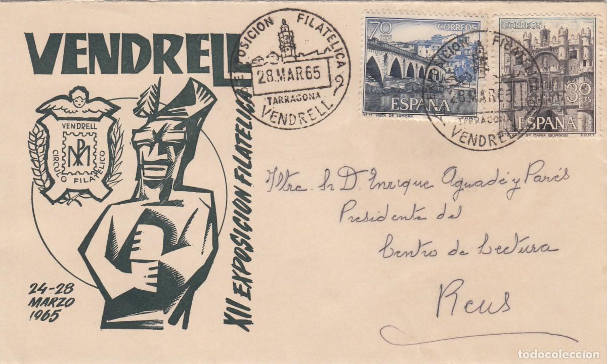Sellos: MATASELLOS - EL VENDRELL - EXPOSICI&Oacute;N FILAT&Eacute;LICA 1965 - EN SOBRE CIRCULADO -