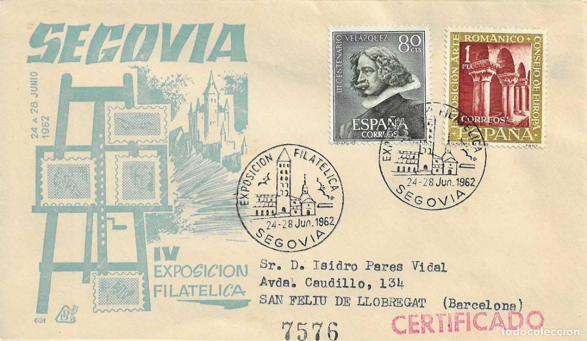 Sellos: IV EXPOSICION FILATELICA, SEGOVIA 1962 MATASELLOS EN SOBRE CIRCULADO DE DP ALCAZAR BONITO Y RARO ASI