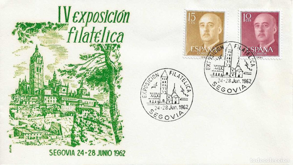 Sellos: IV EXPOSICION FILATELICA, SEGOVIA 1962 MATASELLOS EN SOBRE SIN CIRCULAR DE ALFIL CATEDRAL RARO ASI