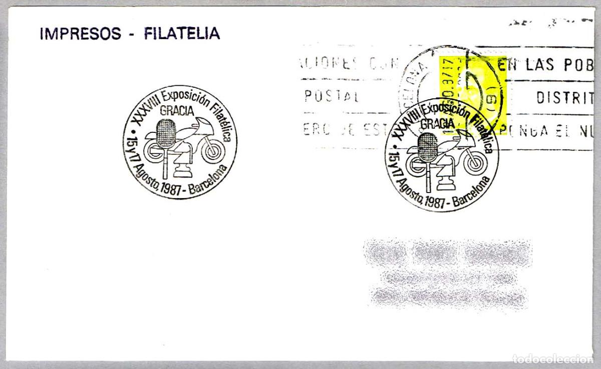 Sellos: Matasellos XXXVIII EXP. FILATELICA GRACIA. Barcelona 1987