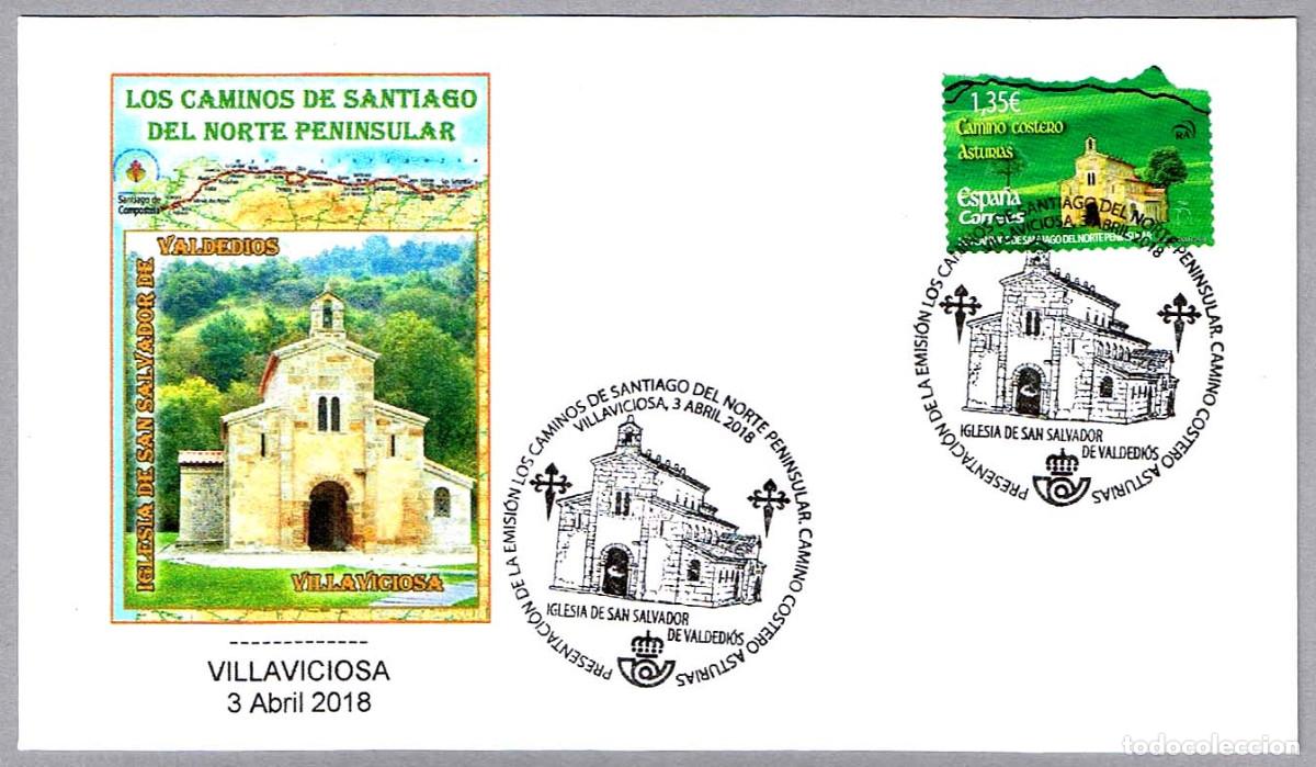 Sellos: Matasellos Presentacion - LOS CAMINOS DE SANTIAGO DEL NORTE PENINSULAR. Villaviciosa, Asturias, 2018