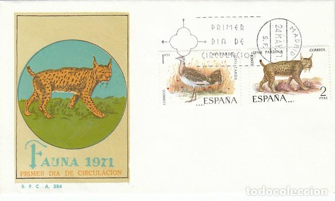 Sellos: EDIFIL 2037, LINCE IBERICO Y AVUTARDA, MATASELLO PRIMER DIA DE 24-5-1971, SFC
