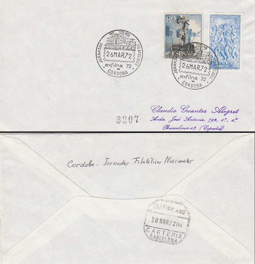 Sellos: A&Ntilde;O 1972, Cordoba, exfilna, SOBRE CIRCULADO