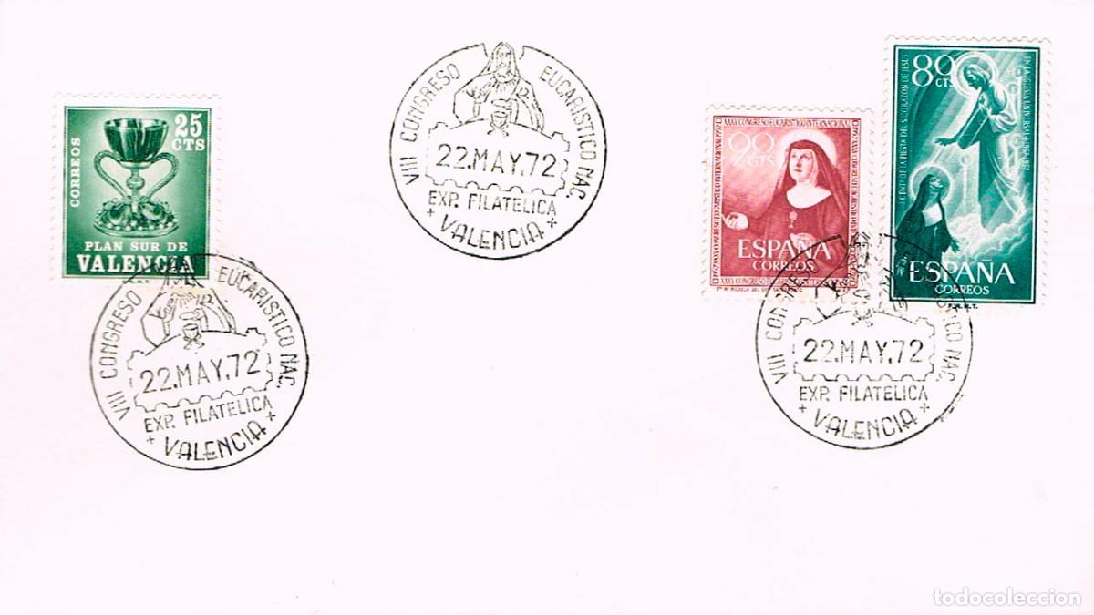 Sellos: A&Ntilde;O 1972, VALENCIA, CONGRESO EUCARISTICO NACIONAL, EL SANTO GRIAL, CON EL SELLO DEL GRIAL