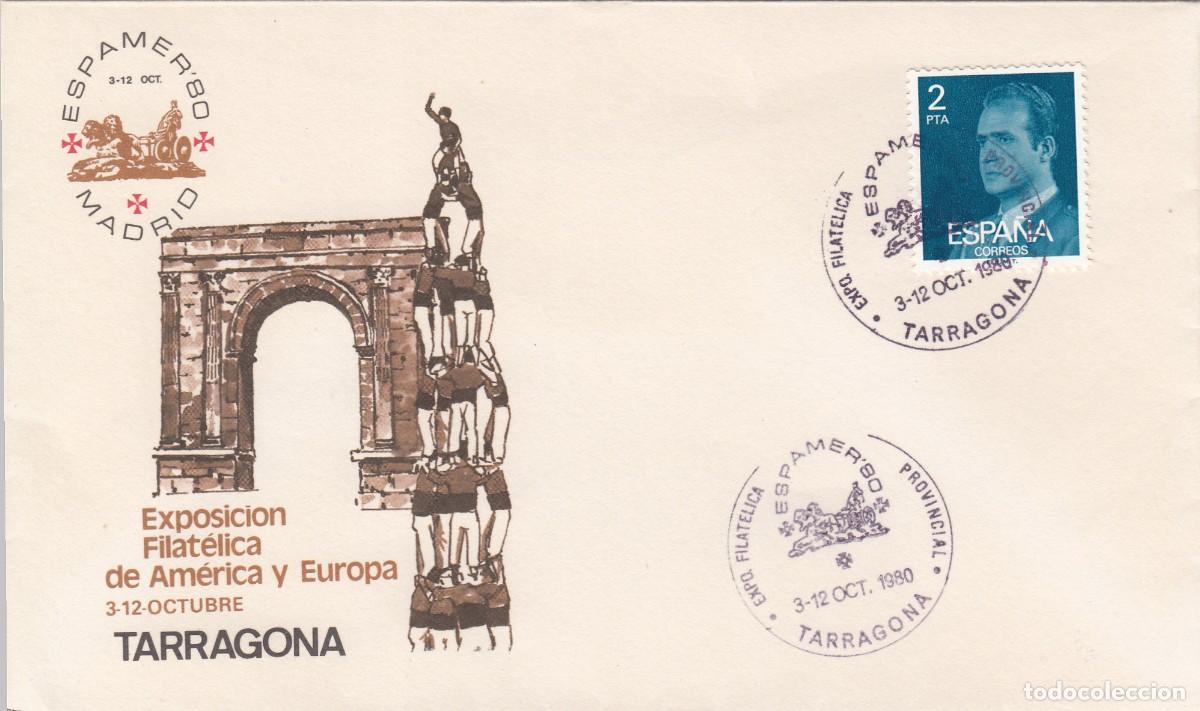 Sellos: MATASELLOS TARRAGONA ESPAMER 80 - SOBRE DE CASTELLERS I ARC DE BER&Agrave; - 1980
