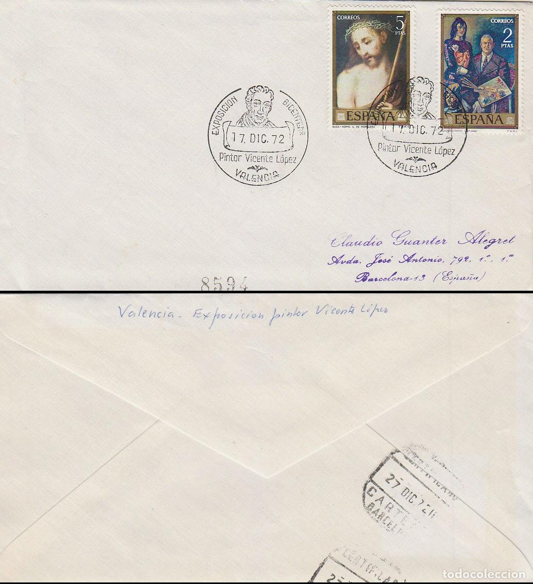 Sellos: A&Ntilde;O 1972, VICENTE LOPEZ, MATASELLO DE VALENCIA, SOBRE CIRCULADO