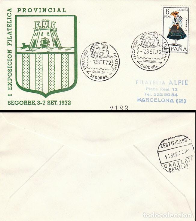 Sellos: A&Ntilde;O 1972, SEGORBE (cASTELLON), EXPOSICION FILATELICA, SOBRE DE ALFIL CIRCULADO