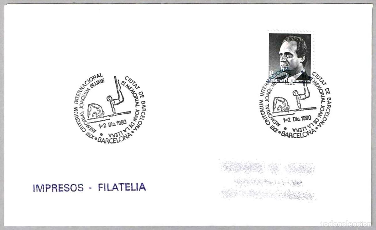 Sellos: Matasellos MEMORIAL J. BLUME - GIMNASIA - MEMORIAL JOAN DE LA LLERA. Barcelona 1990
