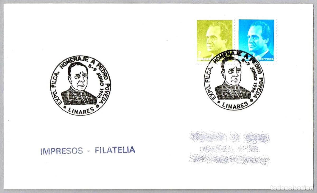 Sellos: Matasellos EXP.FIL. HOMENAJE A PEDRO POVEDA. Linares, Jaen, Andalucia, 1990