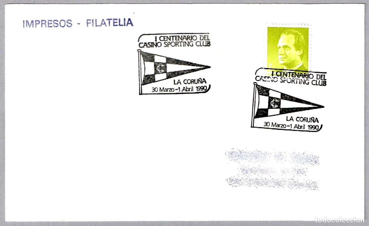 Sellos: Matasellos I CENT. DEL CASINO SPORTING CLUB. La Coru&ntilde;a, Galicia, 1990