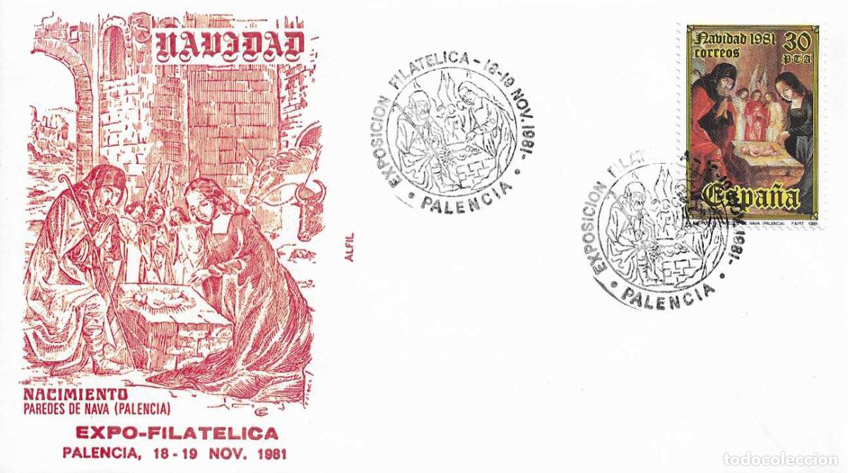 Selos: NAVIDAD PINTURA JUAN DE FLANDES EXPOSICION, PALENCIA 1981. MATASELLOS EN SOBRE ALFIL PAREDES DE NAVA