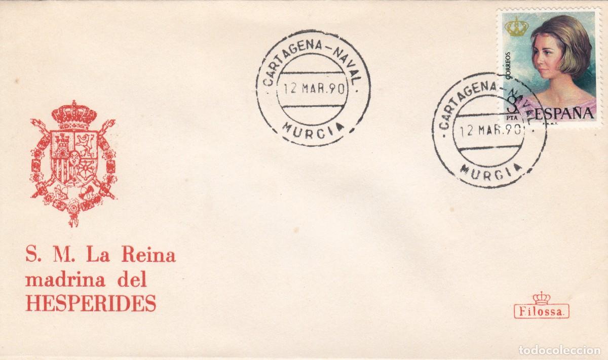 Sellos: MATASELLOS - S.M LA REINA MADRINA DEL HESPERIDES - CARTAGENA NAVAL - 12-3-1990