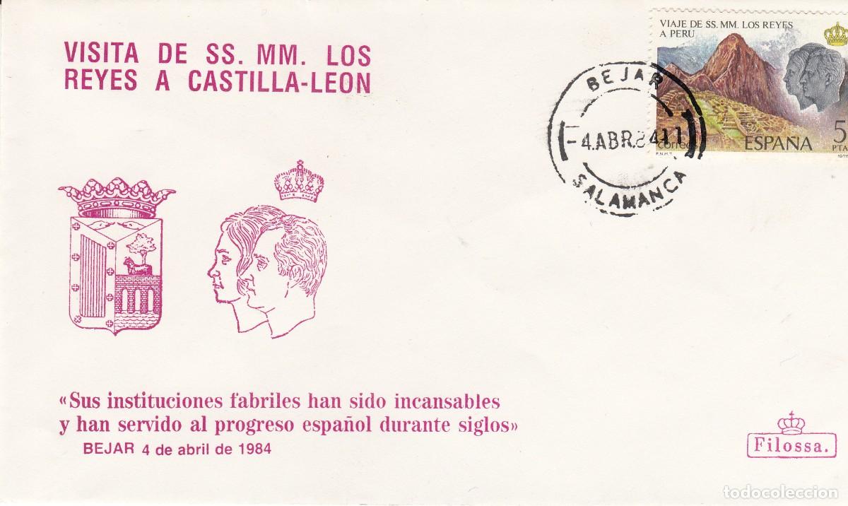 Sellos: MATASELLOS - VISITA SS.MM LOS REYES A CASTILLA LE&Oacute;N - BEJAR (SALAMANCA ) 04-04-1984