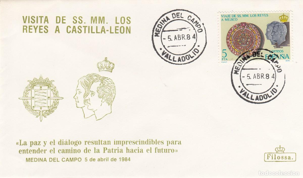 Sellos: MATASELLOS - VISITA SS.MM LOS REYES A CASTILLA LE&Oacute;N - MEDINA DEL CAMPO (VALLADOLID ) 05-04-1984