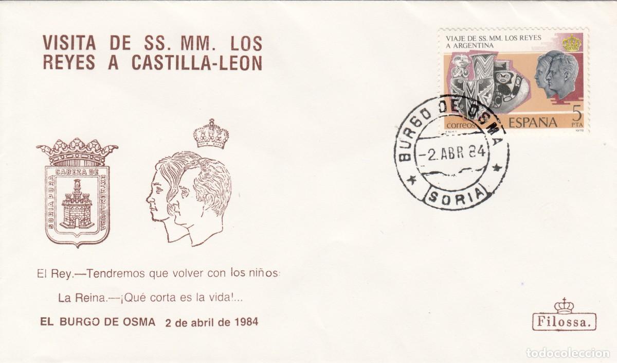 Sellos: MATASELLOS - VISITA SS.MM LOS REYES A CASTILLA LE&Oacute;N - BURGO DE OSMA (SORIA ) 02-04-1984