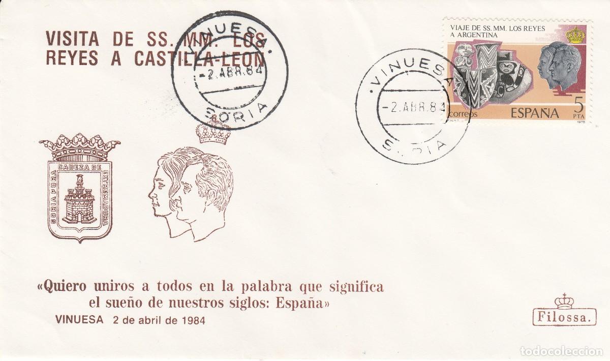 Sellos: MATASELLOS - VISITA SS.MM LOS REYES A CASTILLA LE&Oacute;N - VINUESA (SORIA ) 02-04-1984