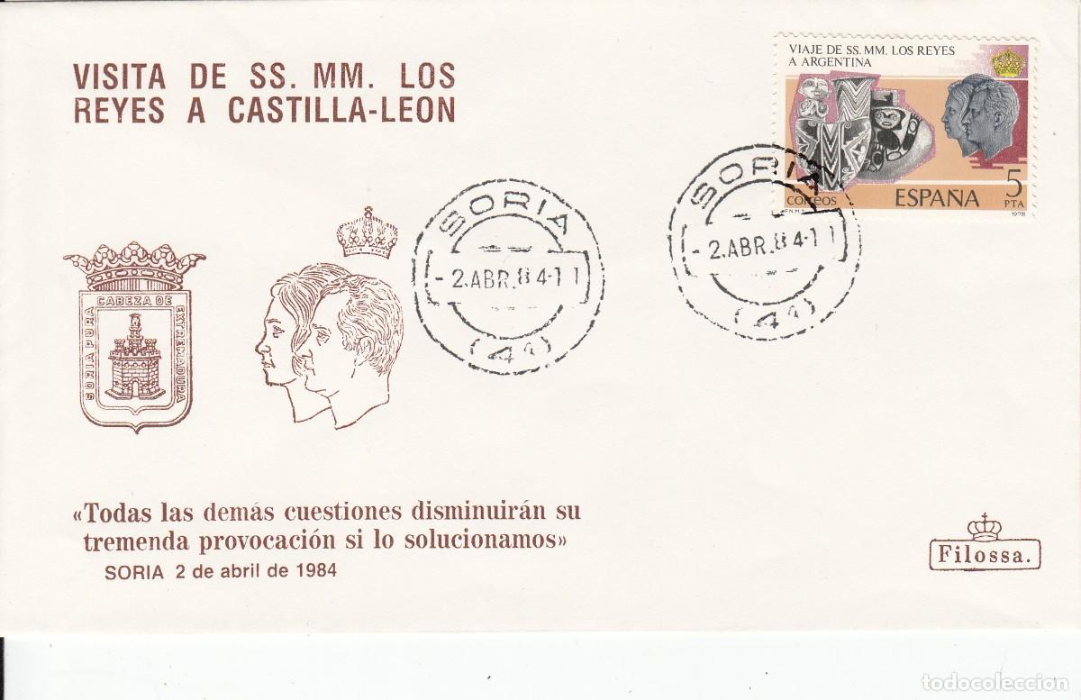 Sellos: MATASELLOS - VISITA SS.MM LOS REYES A CASTILLA LE&Oacute;N - SORIA 02-04-1984