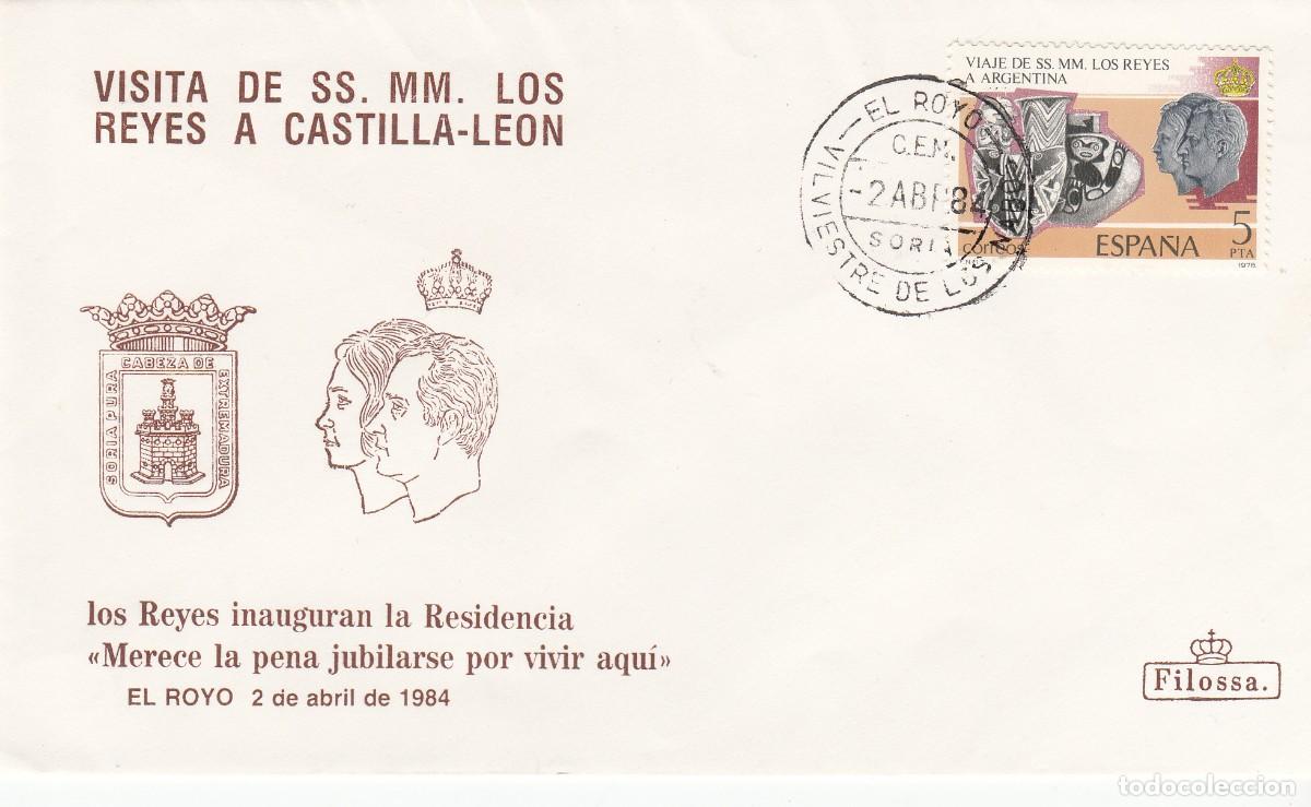 Sellos: MATASELLOS - VISITA SS.MM LOS REYES A CASTILLA LE&Oacute;N - EL ROYO - SILVESTRE DE LOS ... 02-04-1984