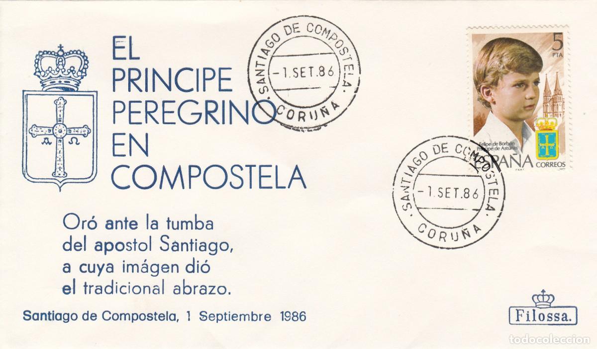 Sellos: MATASELLOS - EL PRINCIPE PEREGRINO EN COMPOSTELA - SANTIAGO DE COMPOSTELA ( LA CORU&Ntilde;A ) 01-09-1986