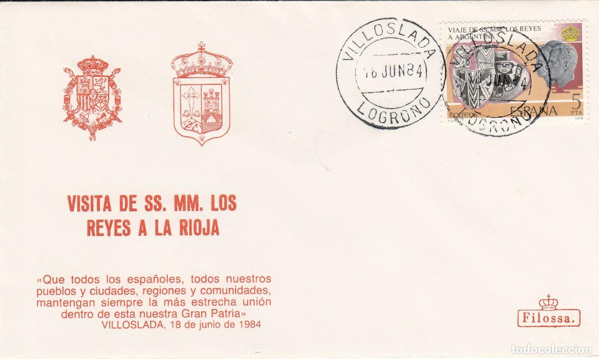 Sellos: MATASELLOS - VISITA OFICIAL SSMM LOS REYES A LA RIOJA - VILLOSLADA - 18-06-1984